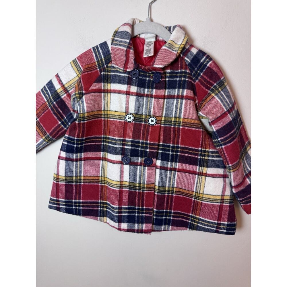 Little Me Jacket Girls Sz 2T Wool Blend Plaid Flannel Quilted Lining Winter